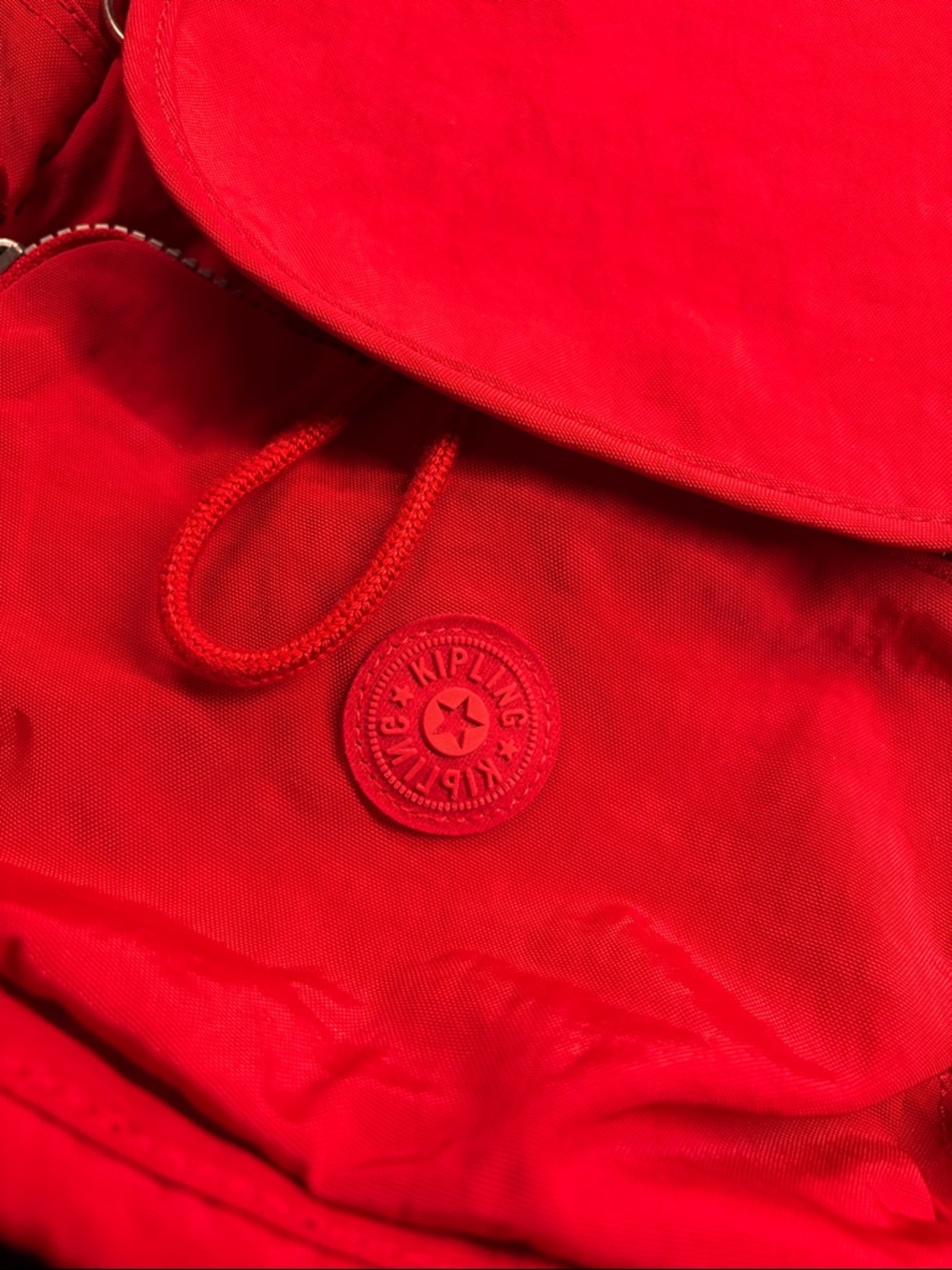 Kipling Red Canvas Drawstring Backpack - Picture 5 of 9